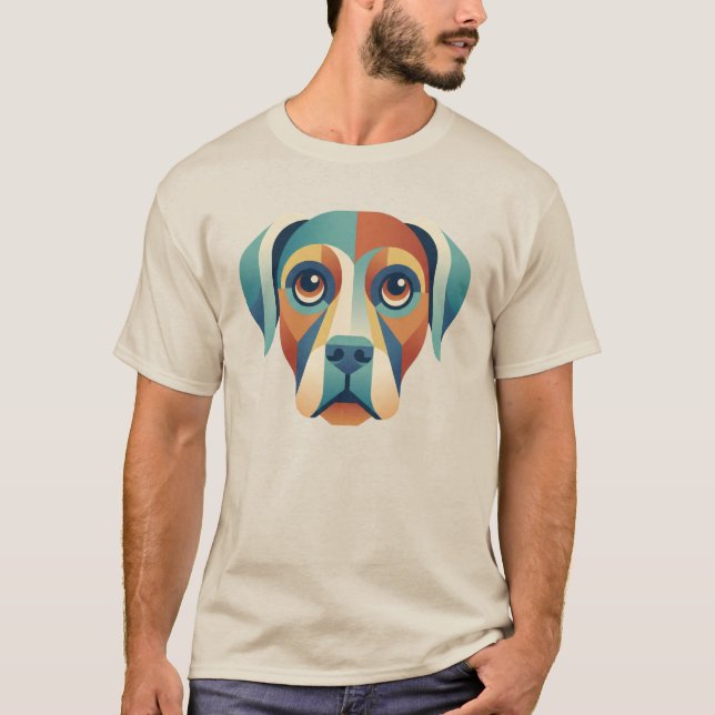 Camiseta de hombre con cara de perro geométrica co (Anverso)