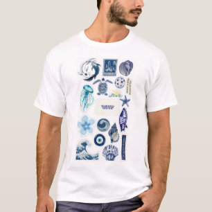 Camiseta de Hombre con Estampado Marino Minimalist