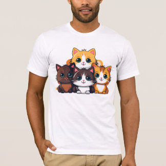 camiseta de hombre con gato impreso