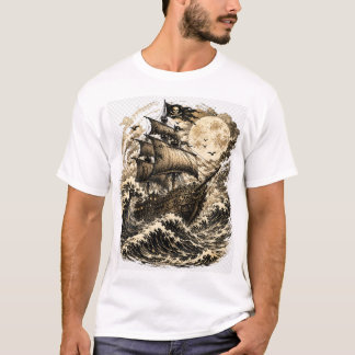 Camiseta de hombre con gráfico de barco pirata vin