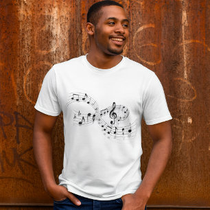 Camiseta de hombre con notas musicales en una líne