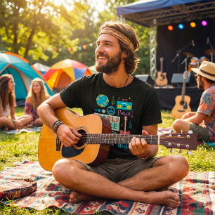 Camiseta de hombre con símbolos de paz mundial