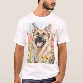 Camiseta de hombre de acuarela del Elkhound norueg
