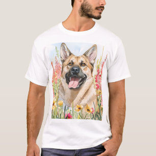 Camiseta de hombre de acuarela del Elkhound norueg