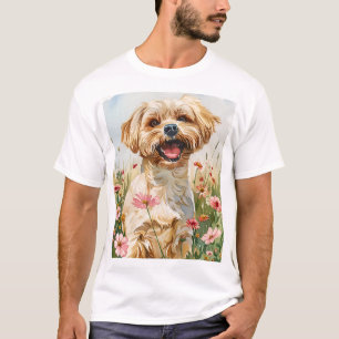 Camiseta de hombre de acuarela maltesa
