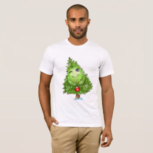 Camiseta de hombre de árbol de Navidad guiñando un