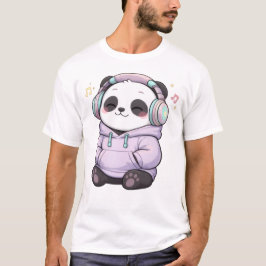 Camiseta de hombre de auriculares de panda lindo |