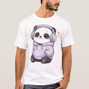 Camiseta de hombre de auriculares de panda lindo
