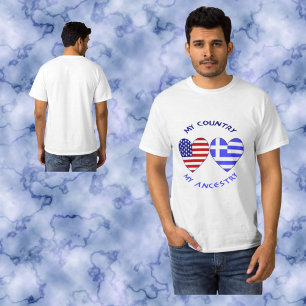 Camiseta de hombre de corazón de bandera griega es