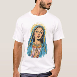 Camiseta de hombre de estilo retro de la Virgen Ma