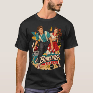 Camiseta de hombre de la Liga de Bolos 1958 Vintag