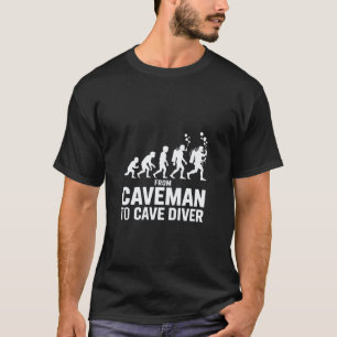 Camiseta de hombre de las cavernas a buzo de cuevas Evoluci