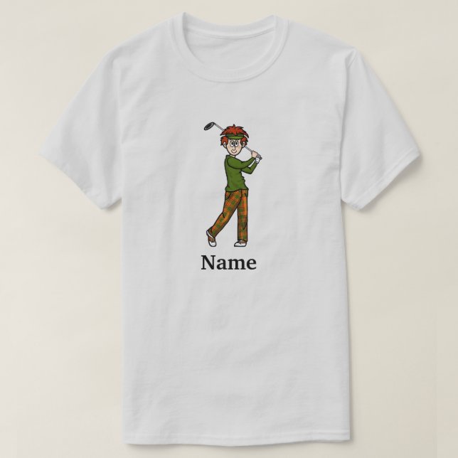 Camiseta de hombre de pelo rojo golfista Par-Tee D (Diseño del anverso)