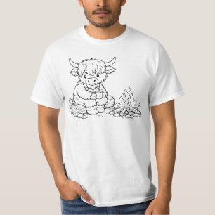 Camiseta de hombre de vaca Highland para colorear