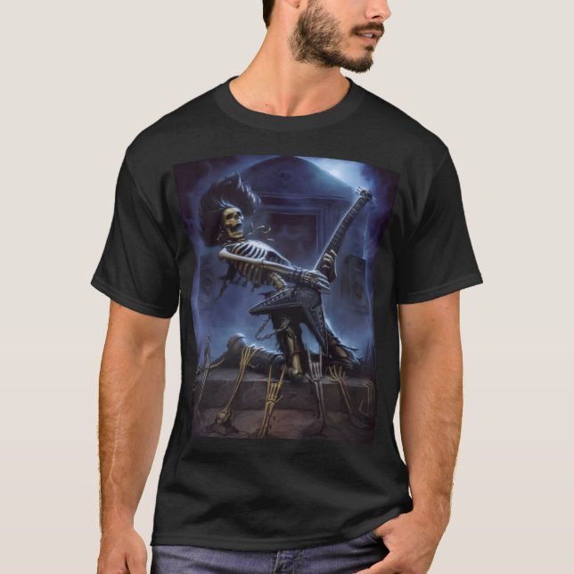 camiseta de hombre esqueleto rockera (Anverso)