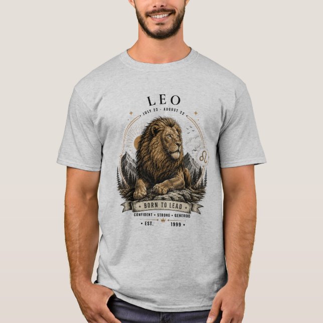 Camiseta de hombre Leo Zodiaco León (Anverso)