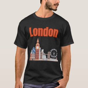 Camiseta de hombre London Skyline Big Font en negr