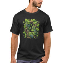 Camiseta de hombre negro con vid de uva