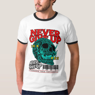 Camiseta de hombre Never Give Up Skull Streetwear