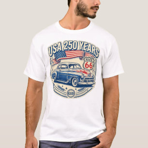 Camiseta de hombre USA 250 años ruta 66 coche vint