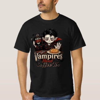 Camiseta de hombres Vampiros Necesitan Café Tambié