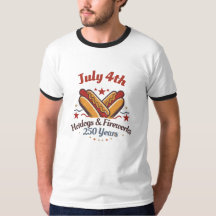 Camiseta de Hotdogs y Fuegos Artificiales del 4 de