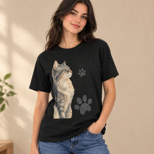Camiseta de Huella de Garra de Gato Adorable