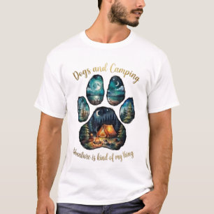 Camiseta de Huella de Perro de Camping para Amante