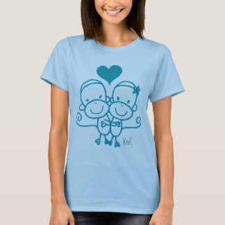 Camiseta de Hugz del mono del calcetín (azules