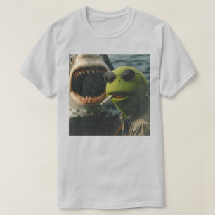 Camiseta de Humor Oscuro de Tiburón Rana Genial, C