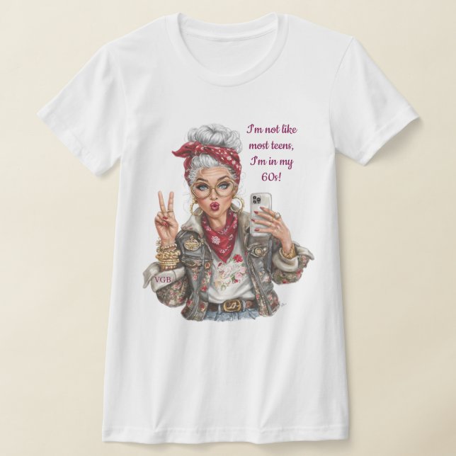 Camiseta de humor para mujer mayor, personalizada (Distribución)