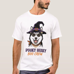 Camiseta de Husky de Halloween Bruja Perro Gráfica