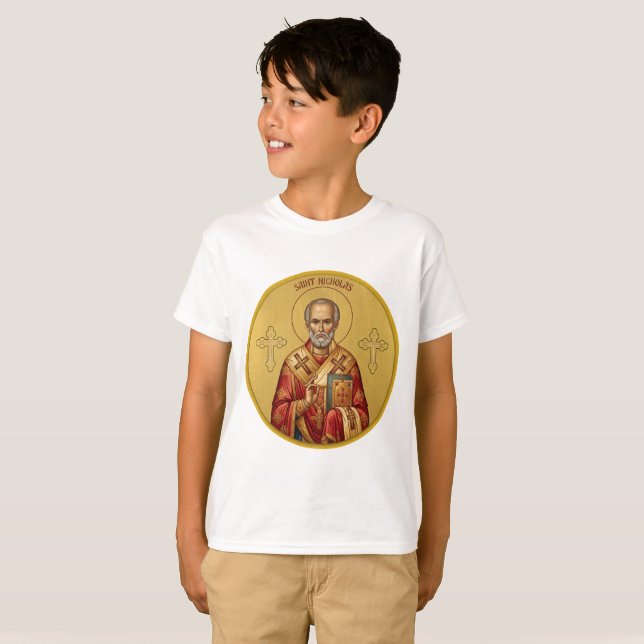 Camiseta de icono ortodoxo de San Nicolás (Anverso completo)