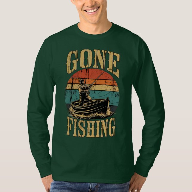 Camiseta de ido a pescar en el atardecer (Anverso)