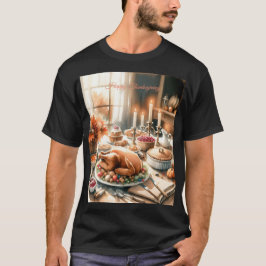 Camiseta de Ilustracion de Acción de Gracias de Wa