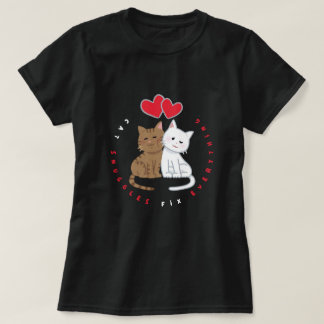 Camiseta de ilustración de amor y abrazo de gato l