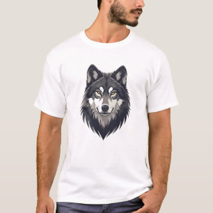 Camiseta de ilustración de cabeza de lobo fuerte
