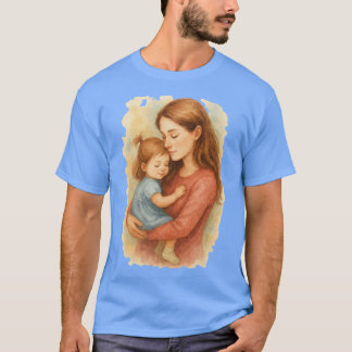 Camiseta de Ilustración de madre e hijo con acuarelaender F