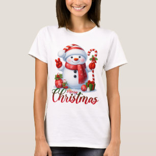 Camiseta de ilustración de muñeco de nieve adorabl