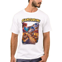 Camiseta de ilustración de viaje a Santorini Greci