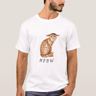 Camiseta de ilustración en acuarela de gato Meow l