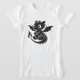Camiseta de ilustración minimalista negra de dragó