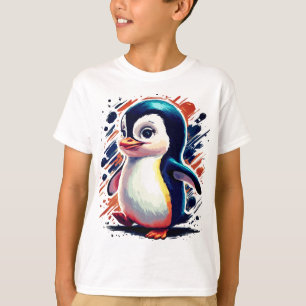 Camiseta de ilustracion pingüino colorida