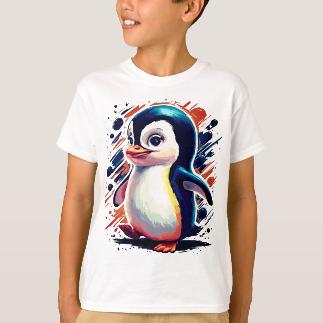 Camiseta de ilustracion pingüino colorida (Anverso)