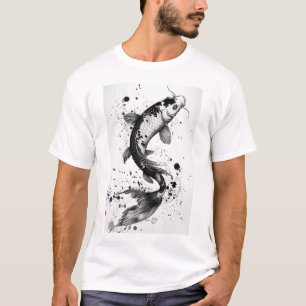 Camiseta de Ilustracion plano de pescado de Koi de