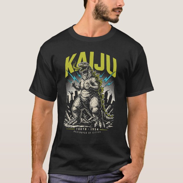 Camiseta de ilustración retro de Kaiju (Anverso)