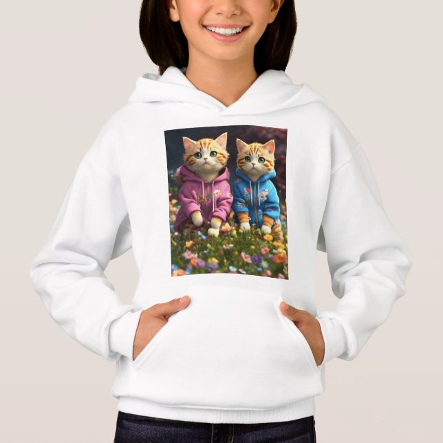Camiseta de impresión adorable para gatos para niñ (Anverso)