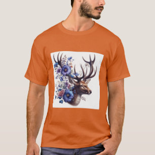 Camiseta de impresión de naturaleza de ciervo maje