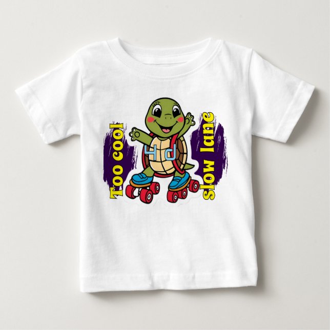 Camiseta de impresión de tortuga corta para bebé (Anverso)