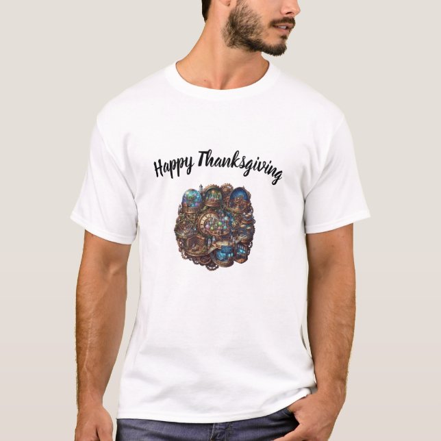 Camiseta de impresión doble Steampunk Feliz Día de (Anverso)